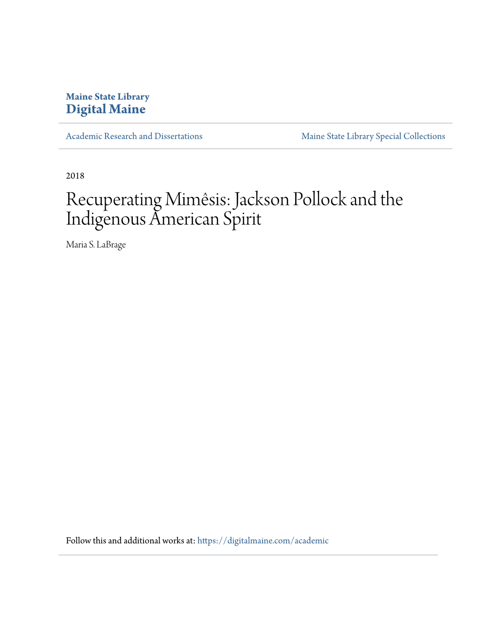 Jackson Pollock and the Indigenous American Spirit Maria S