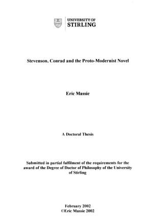 Stevenson, Conrad and the Proto-Modernist Novel Eric Massie