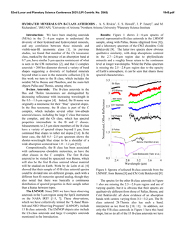 HYDRATED MINERALS on B-CLASS ASTEROIDS . A. S. Rivkin1, E