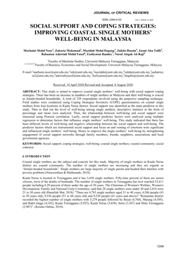 Social Support and Coping Strategies: Improving Coastal Single Mothers’ Well-Being in Malaysia