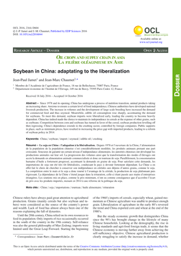 Soybean in China: Adaptating to the Liberalization