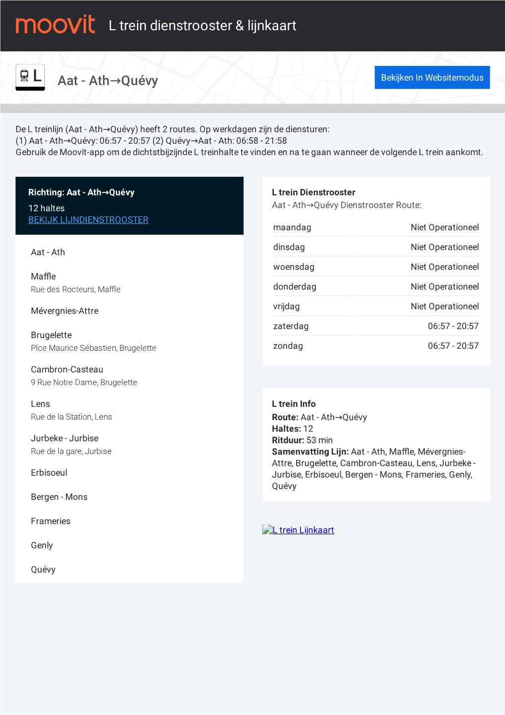 L Trein Dienstrooster & Lijnroutekaart