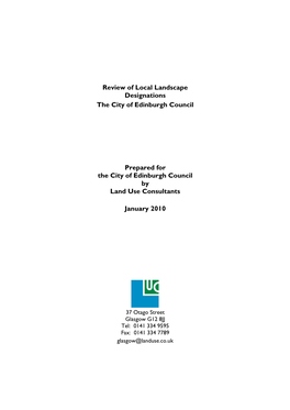 Review of Local Landscape Designations the City of Edinburgh Council