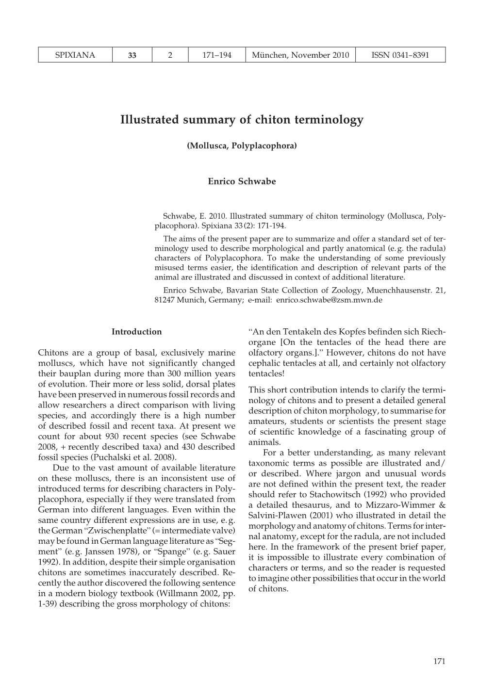 Illustrated Summary of Chiton Terminology