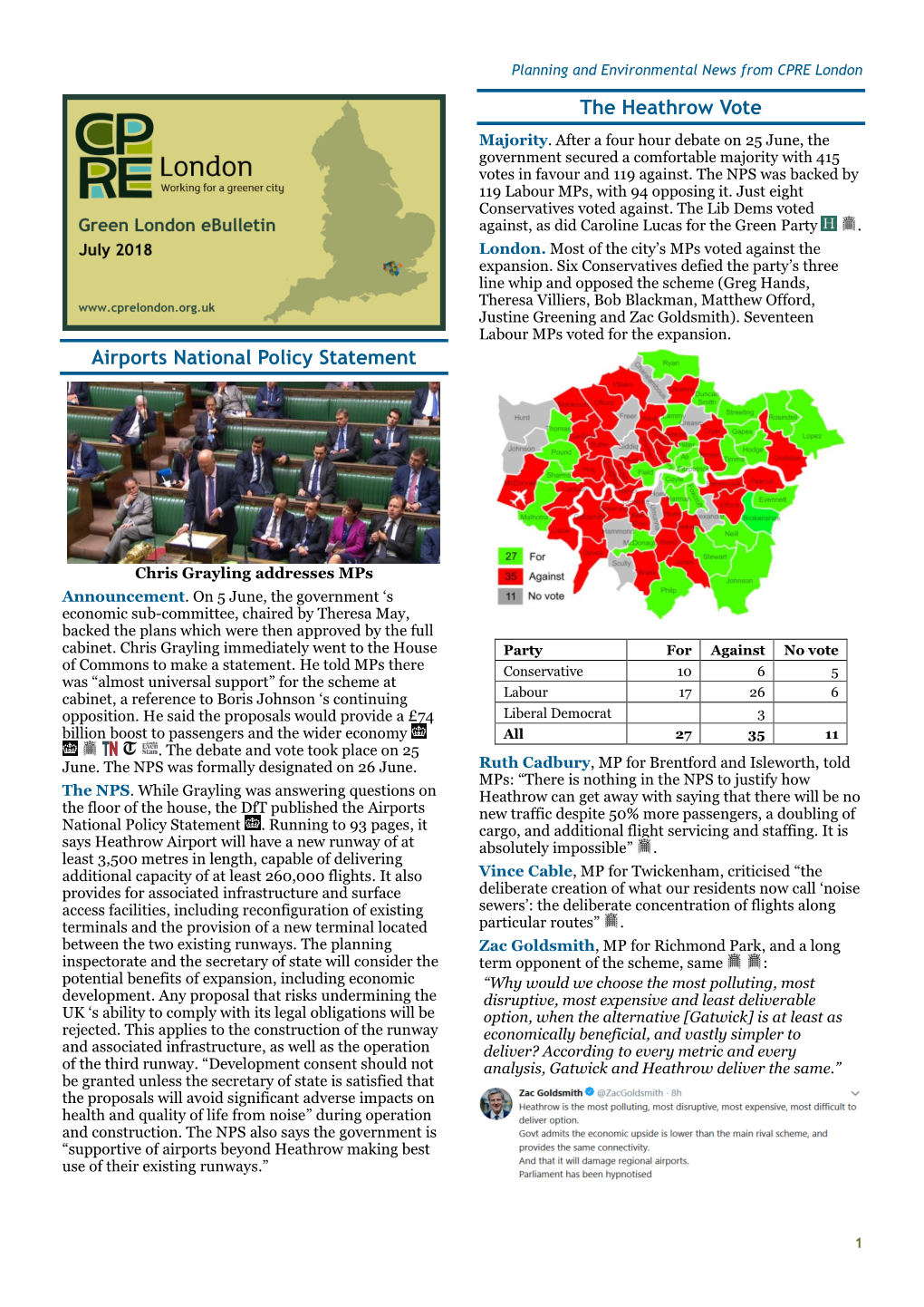 CPRE London Ebulletin Is Issued Several Times a Year