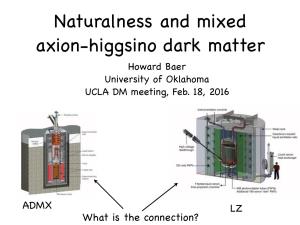 Naturalness and Mixed Axion-Higgsino Dark Matter Howard Baer University of Oklahoma UCLA DM Meeting, Feb