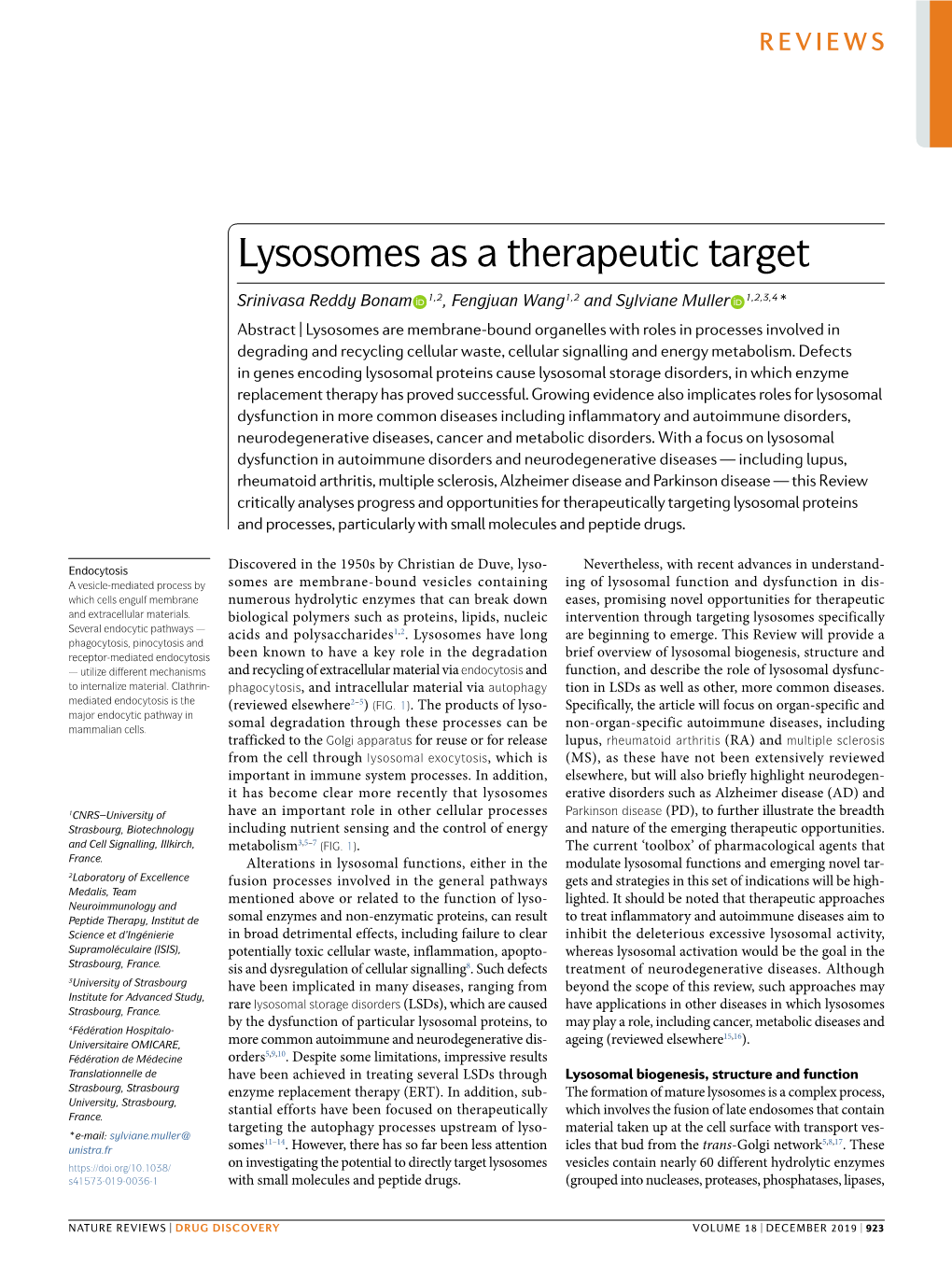 Lysosomes As a Therapeutic Target