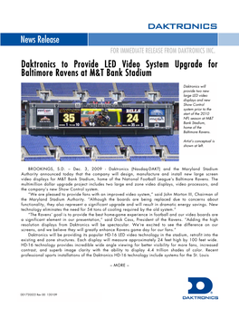 News Release Daktronics to Provide LED Video System Upgrade For