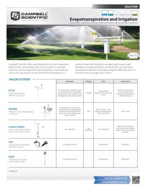 Evapotranspiration and Irrigation Automatic Weather Stations and Soil Water Measurement Systems
