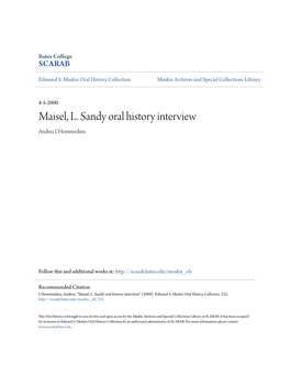 Maisel, L. Sandy Oral History Interview Andrea L'hommedieu