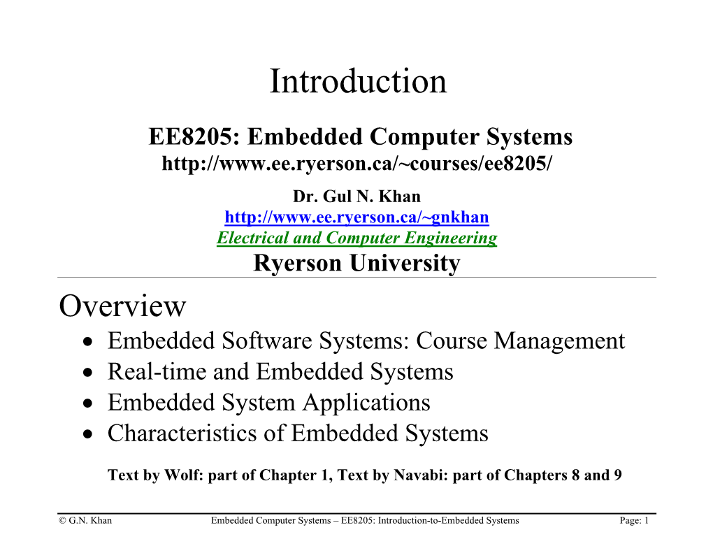 Introduction to Embedded Computer Systems