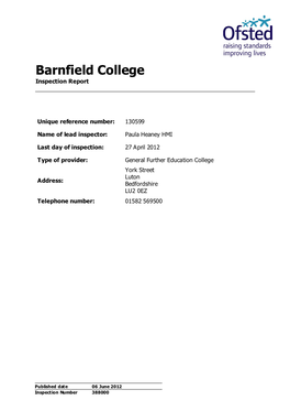 Barnfield College Inspection Report