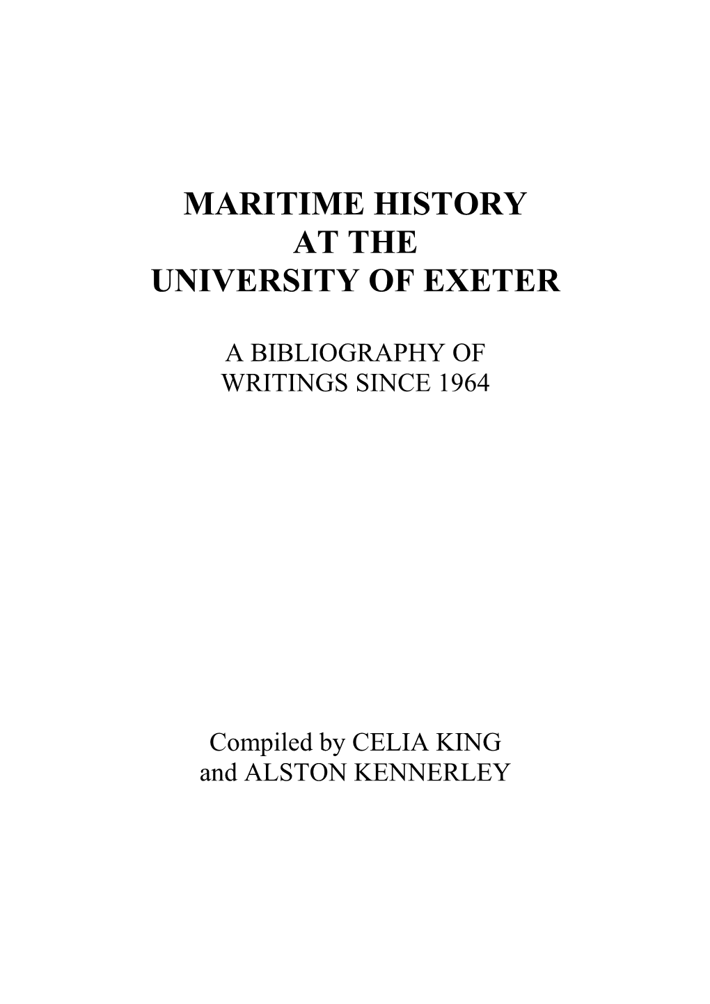 Maritime History at the University of Exeter