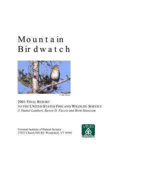 Mountain Birdwatch Report