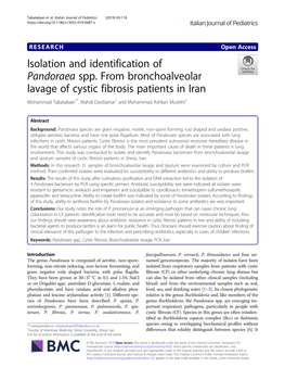 Isolation and Identification of Pandoraea Spp. From