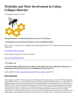 Pesticides and Their Involvement in Colony Collapse Disorder