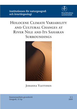 Holocene Climate Variability and Cultural Changes at River Nile and Its Saharan Surroundings