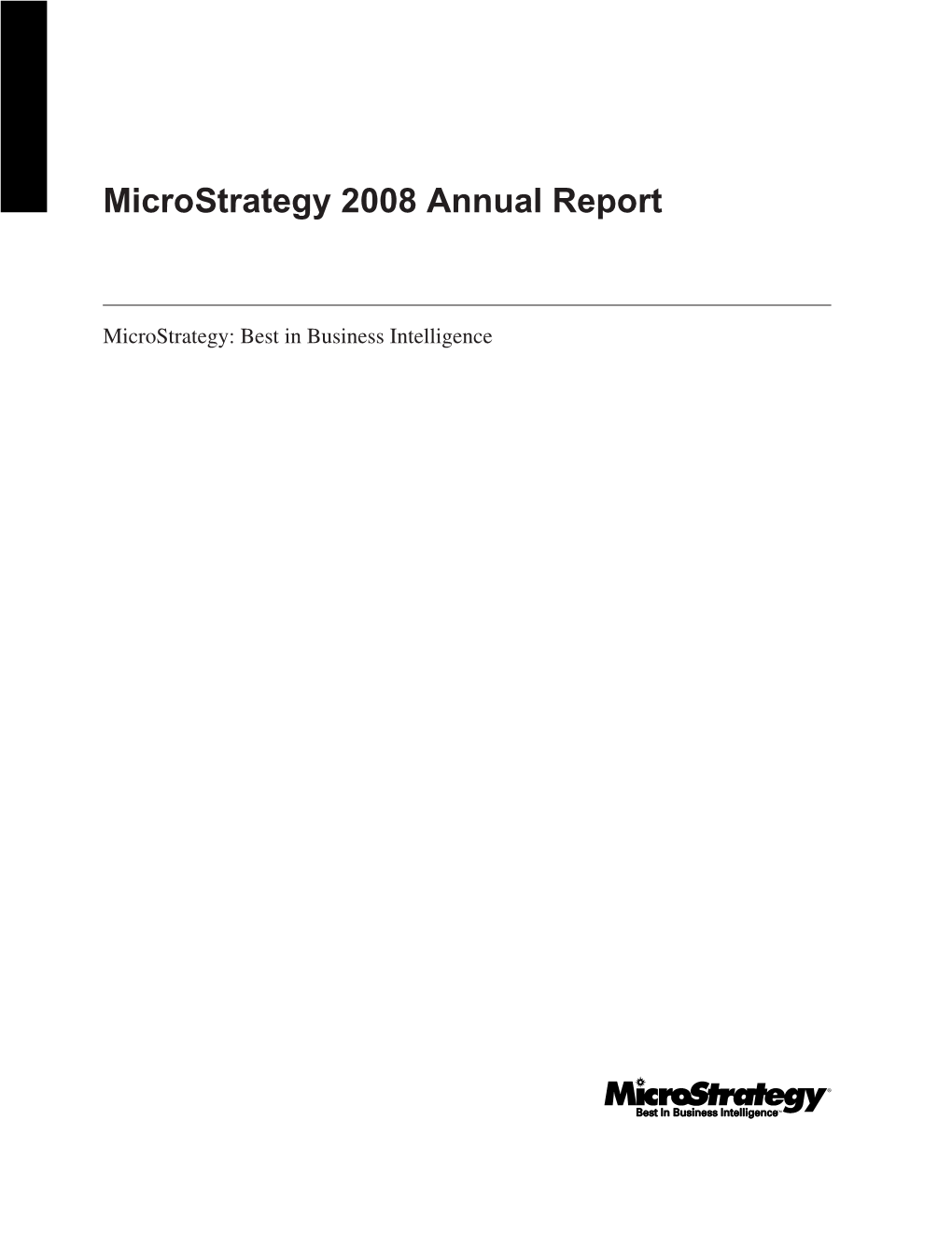 Microstrategy 2008 Annual Report