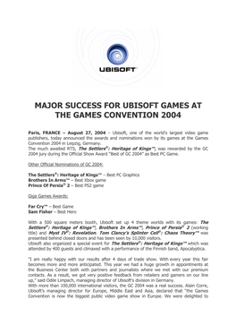 Major Success for Ubisoft Games at the Games Convention 2004