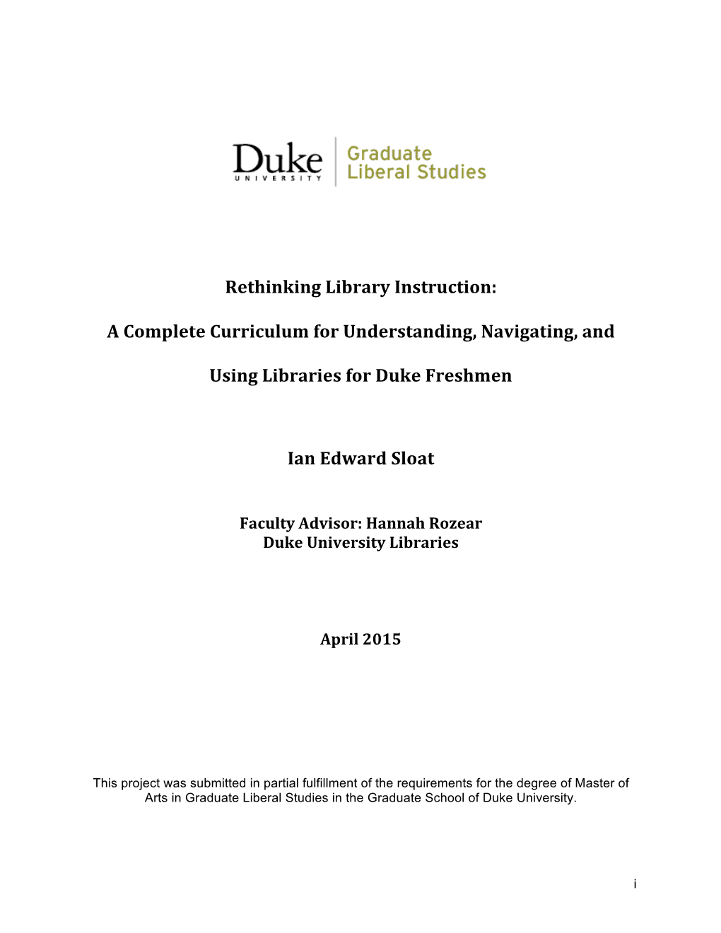 Rethinking Library Instruction