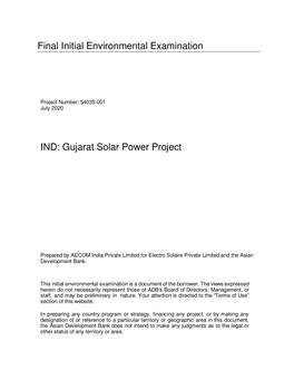 Final Initial Environmental Examination IND: Gujarat Solar Power Project