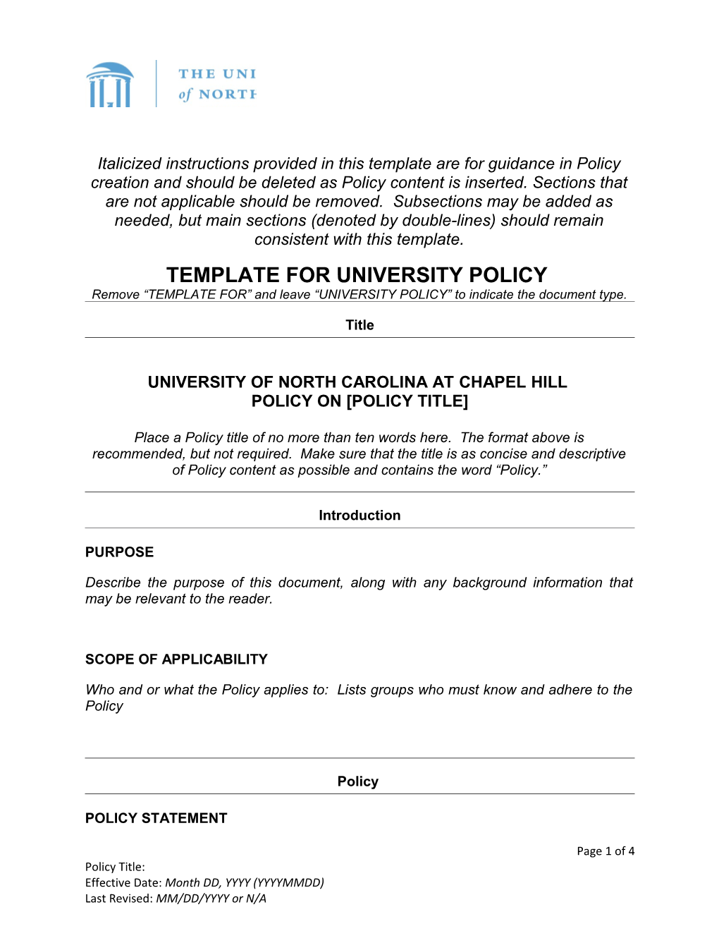 University Policy Template