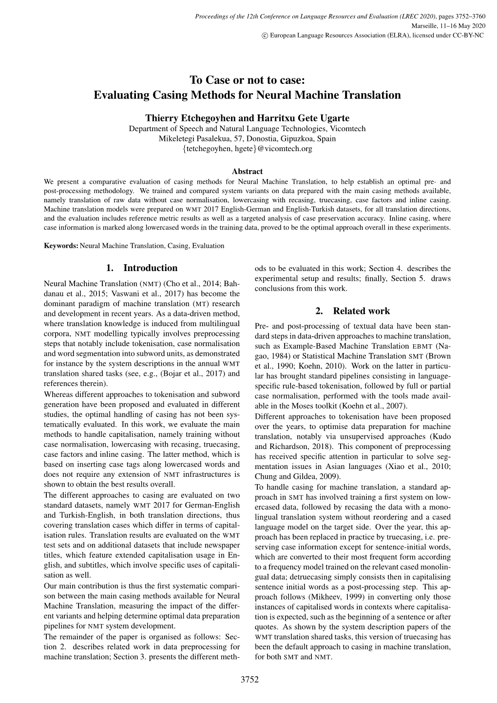 Evaluating Casing Methods for Neural Machine Translation