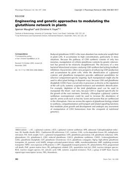 Engineering and Genetic Approaches to Modulating the Glutathione Network in Plants Spencer Maughana and Christine H