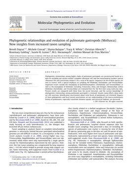 Phylogenetic Relationships and Evolution of Pulmonate Gastropods (Mollusca): New Insights from Increased Taxon Sampling