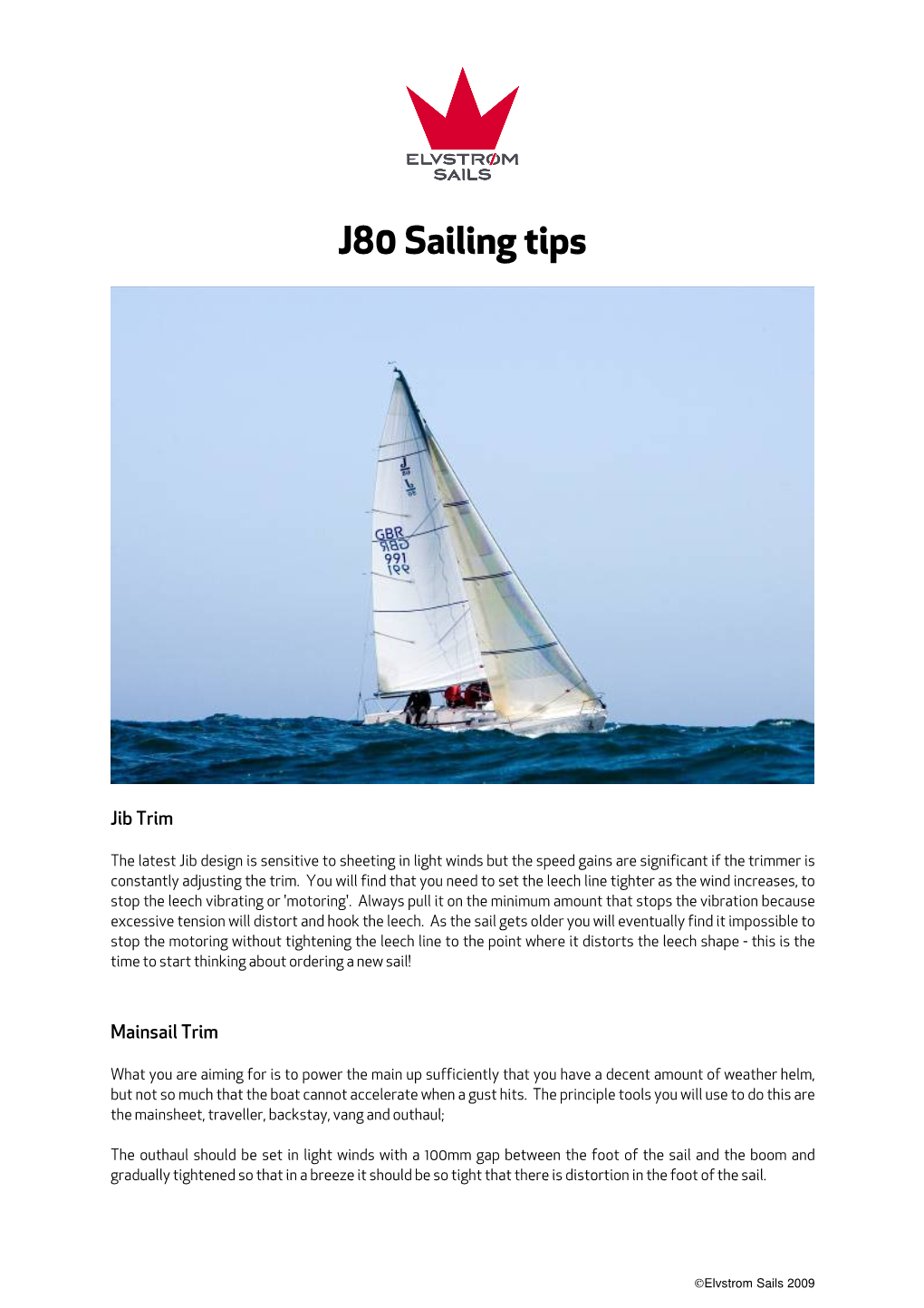 J80 Sailing Tips