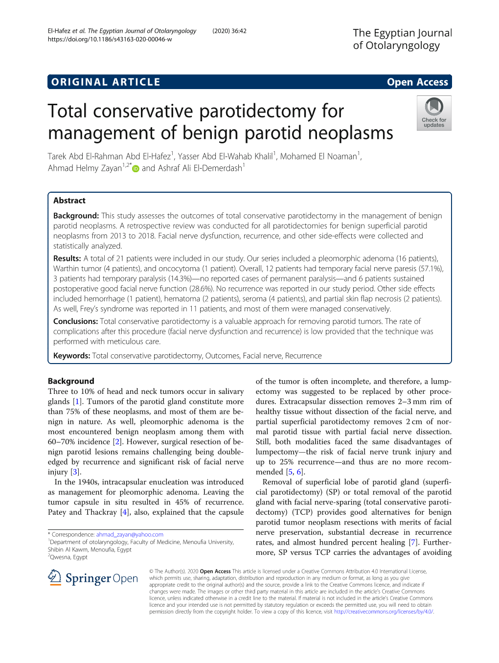 Total Conservative Parotidectomy for Management of Benign Parotid