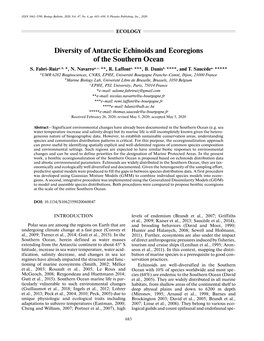 Diversity of Antarctic Echinoids and Ecoregions of the Southern Ocean S