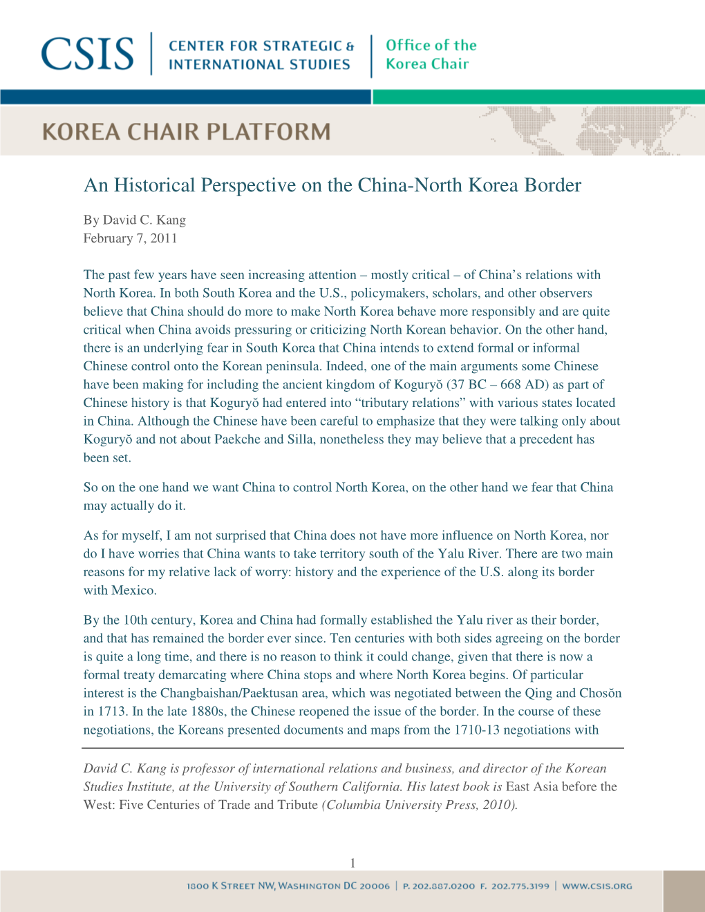 An Historical Perspective on the China-North Korea Border