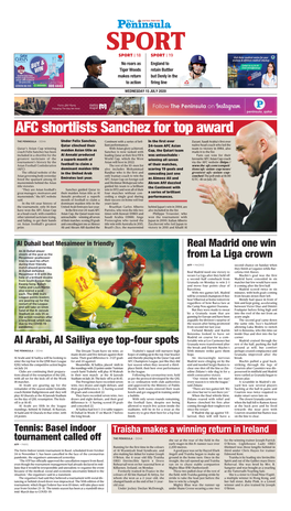 AFC Shortlists Sanchez for Top Award