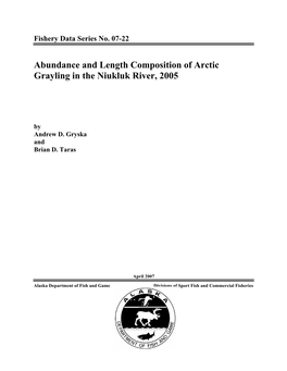 Abundance and Length Composition of Arctic Grayling in the Niukluk River, 2005