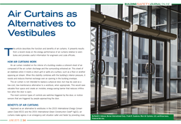 Air Curtains As Alternatives to Vestibules