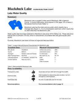 Lake Water Quality Summary