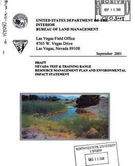 Nevada Test and Training Range Resource Management Plan and Draft Environmental Impact Statement (DEIS) for the Management of Approximately 2 Million Acres