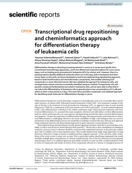 Transcriptional Drug Repositioning and Cheminformatics Approach For