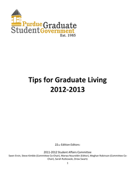 Tips for Graduate Living 2012-2013