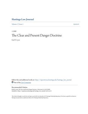 The Clear and Present Danger Doctrine, 1 Hastings L.J