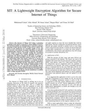 A Lightweight Encryption Algorithm for Secure Internet of Things