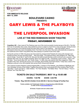 Gary Lewis & the Playboys the Liverpool Invasion