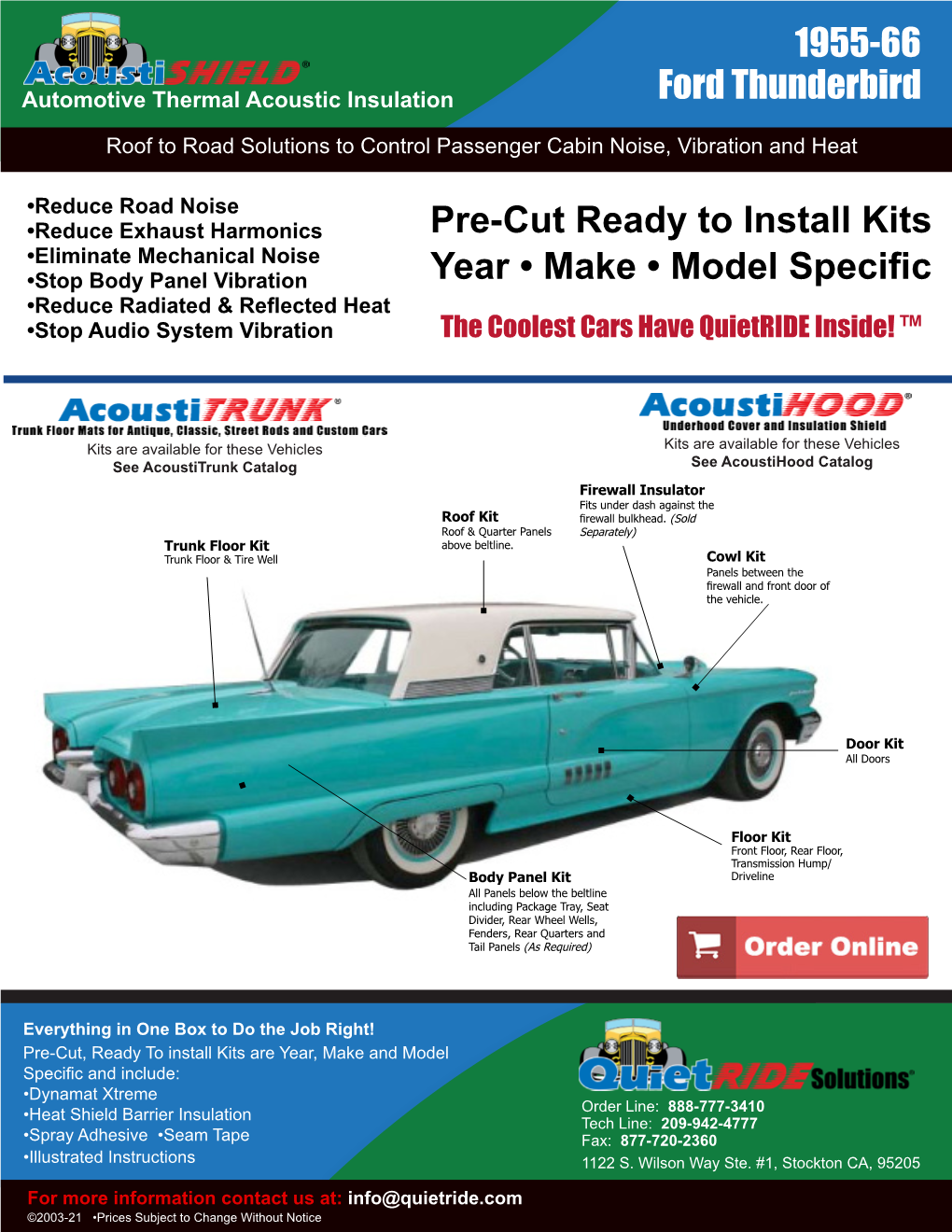 Pre-Cut Ready to Install Kits Year • Make • Model Specific 1955-66 Ford Thunderbird