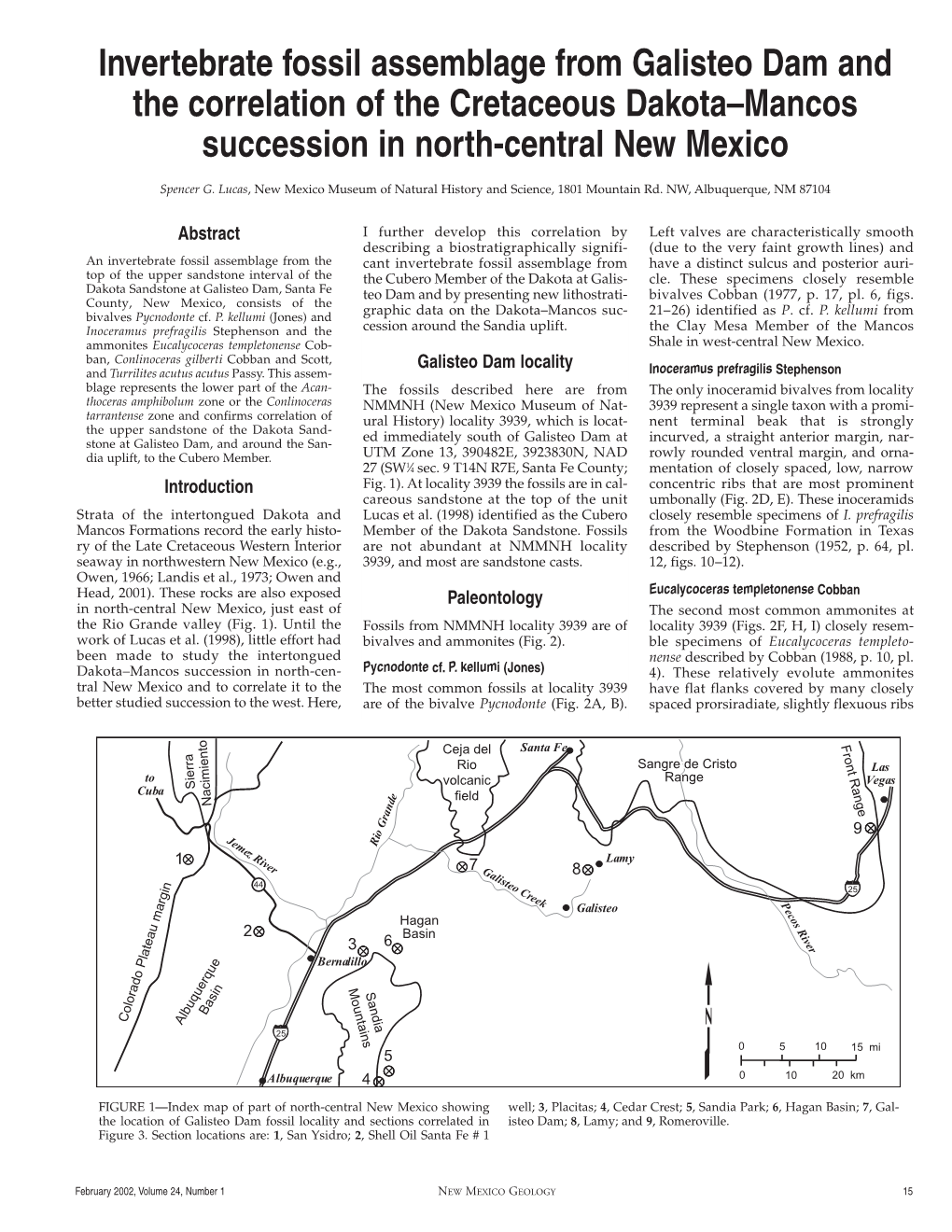 Invertebrate Fossil Assemblage from Galisteo Dam and the Correlation of the Cretaceous Dakota–Mancos Succession in North-Central New Mexico