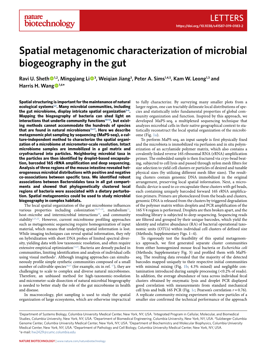 Spatial Metagenomic Characterization of Microbial Biogeography in the Gut