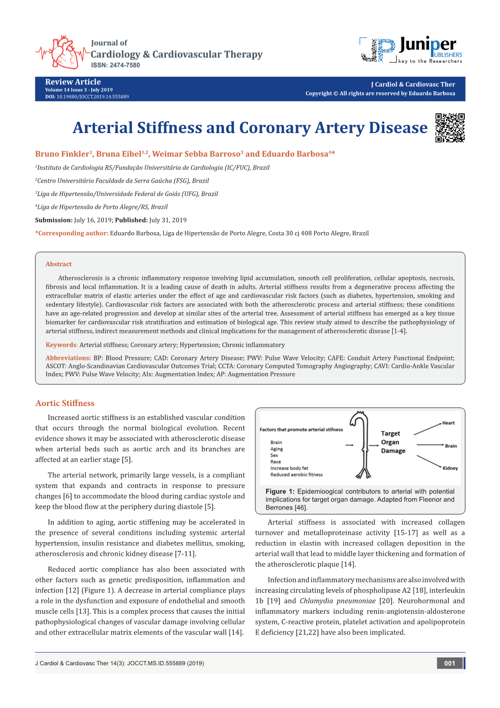 Arterial Stiffness and Coronary Artery Disease