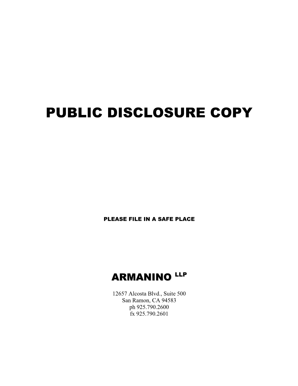 Public Disclosure Copy