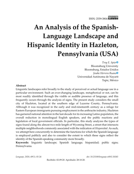 Language Landscape and Hispanic Identity in Hazleton, Pennsylvania (USA)