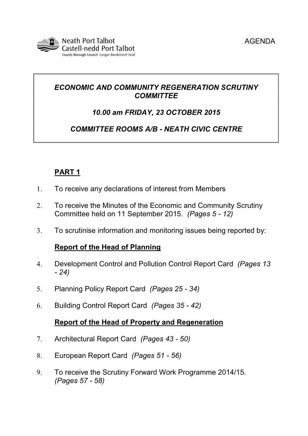 (Public Pack)Agenda Document for Economic and Community